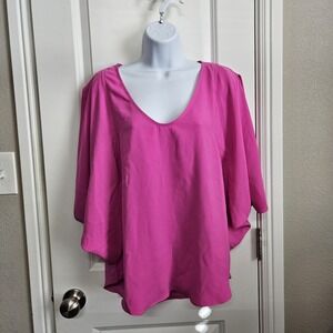 TRINA TURK UNIVERSE PINK FUSHIA TOP Shirt Medium NWT